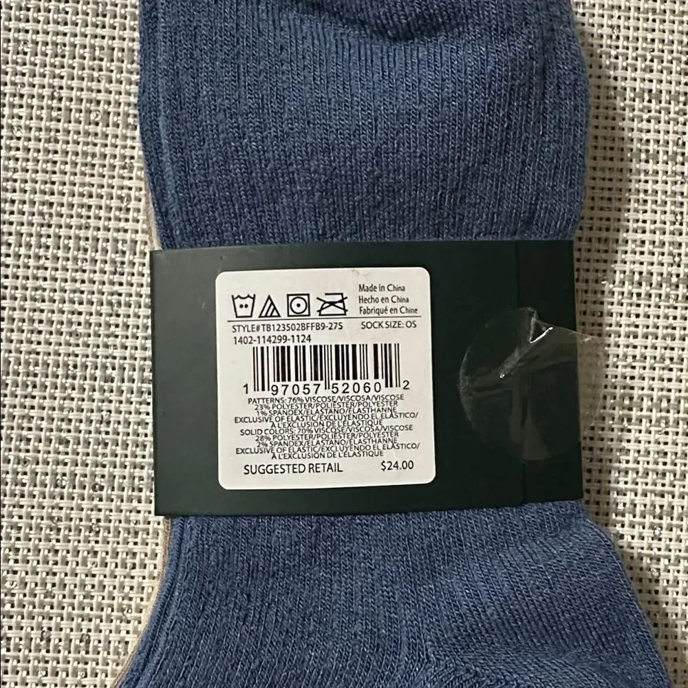 Ted Baker Tan Plaid Blue Dress Crew cut Knit Bamboo Blend Socks 3 pack